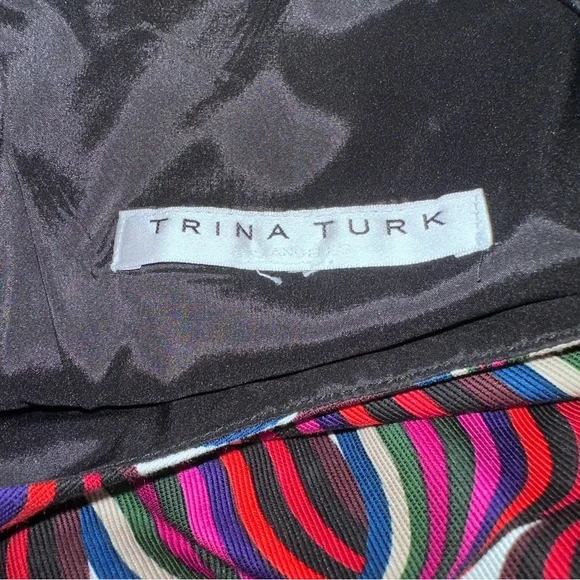 Trina Turk Swirly Art to Wear Dress Darling Bell Sleeve Y2K size 4 - Picture 4 of 12